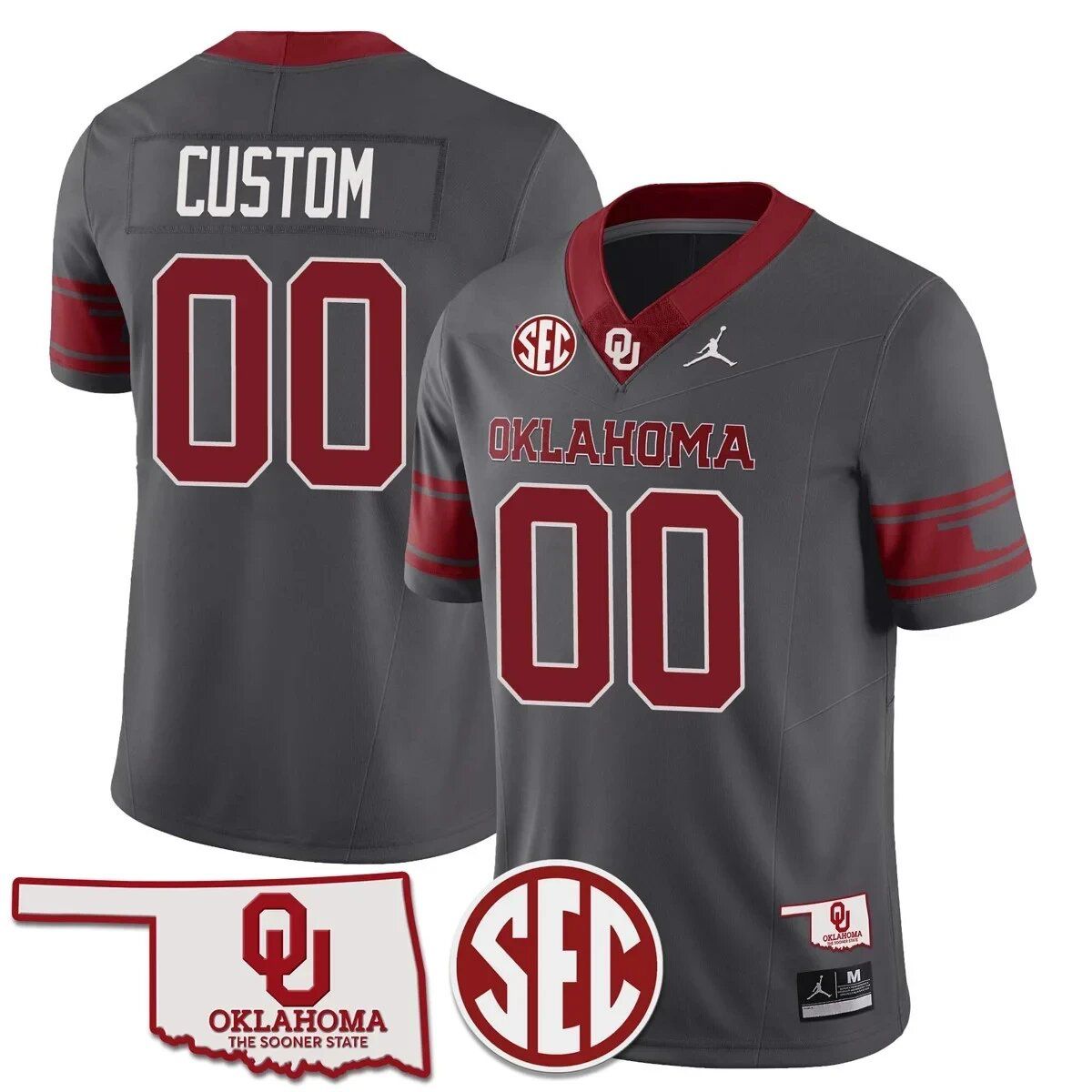 Men Oklahoma Sooners Grey 2024 SEC Patch Vapor Premier Limited Custom NCAA Jersey